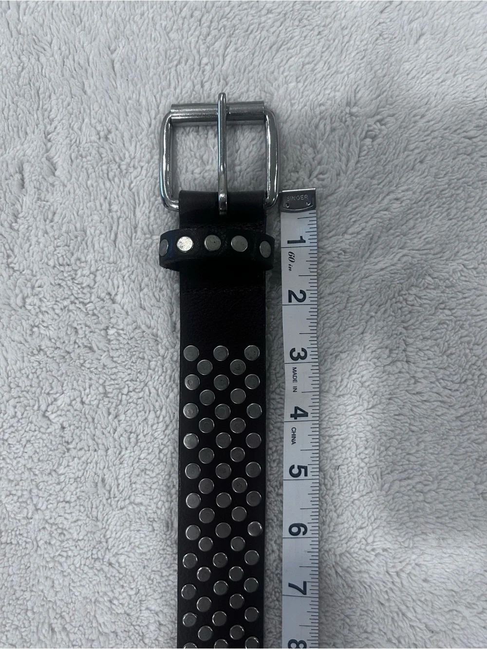 Express Genuine Leather Studded Belt Black Silver Studs Medium NWT $42